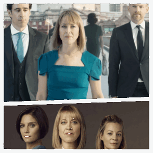 画像上部・下部：イギリスドラマ『ザ・スプリット 離婚弁護士』に出演した2018年頃のニコラ・ウォーカーと共演者たちの写真